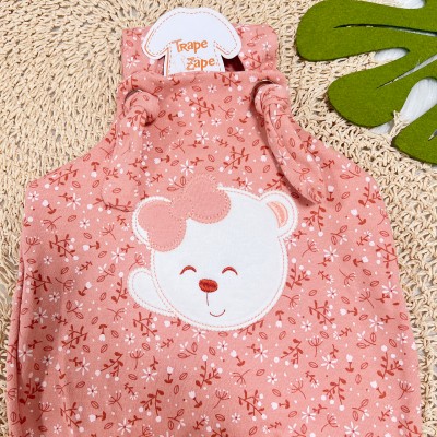  Jardineira Nózinho - Ursinha com Laço - Salmão